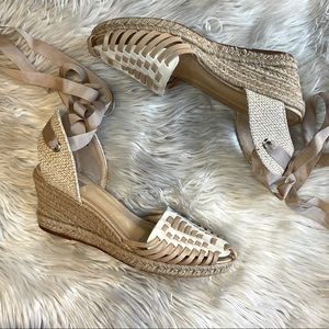 Schutz Ankle Tie Espradille Braided Wedges Size 8